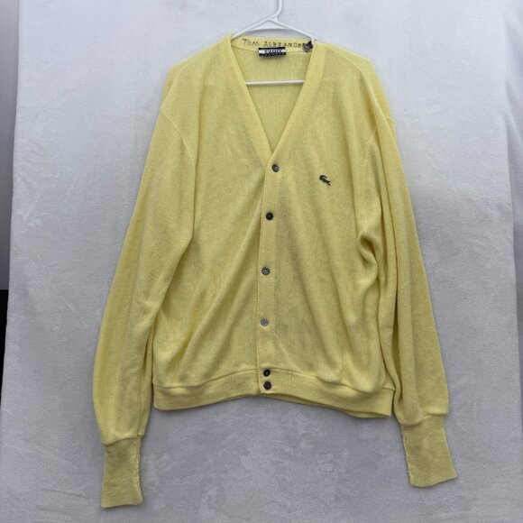 Izod Lacoste Other - IZOD Lacoste Cardigan Mens XL Yellow Knit Stretch Logo Embroidered
